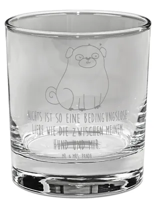 Produktbild von Mr. & Mrs. Panda Tumbler Mops - Transparent - Geschenk, Whiskey, Bourbon Glas, Liebe, Hund, Whiskyglas, Gravur, Haustier, Knuffig, Pure