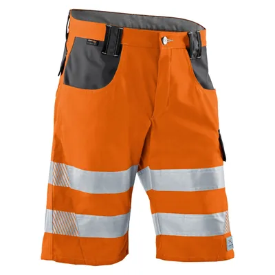 A pair of work shorts with reflective stripes.