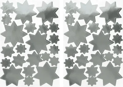 Produktbild von Oblique Unique 44 Sterne Sticker Stern Aufkleber für Weihnachten Weihnachtsdeko Geschenkdeko Basteln Glänzend - silber