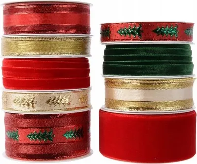 Produktbild von Kaemingk Dekoband Mix-Muster mehrfarbig, 2-5 cm breit, 2-4 m lang für Weihnachtsbaum