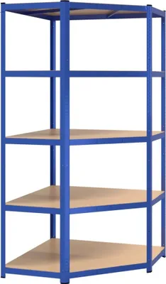 Produktbild von vidaXL Eckregal mit 5 Böden Blau Stahl & Holzwerkstoff