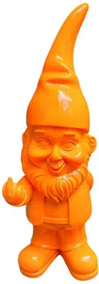 Productafbeelding van Tuinkabouter met Stinkvinger 17 cm - Weerbestendige Tuinfiguur in Oranje