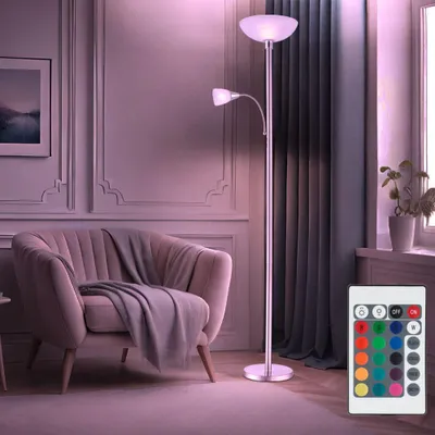 Produktbild von RGB LED Deckenfluter, dimmbar, Fernbedienung, H 178 cm