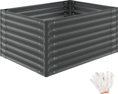 Obrázek produktu pro tectake Vyvýšený záhon pozinkovaná ocel 120x90x62cm 650L otevřené dno Zeleninový záhon Bylinkový záhon Květináč včetně rukavic Odolný proti povětrnostním vlivům Stabilní
