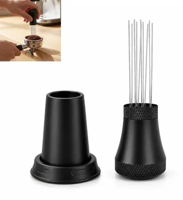 Espresso-WDT-Werkzeug, 10 Edelstahlnadeln 0,3 mm, schwarz