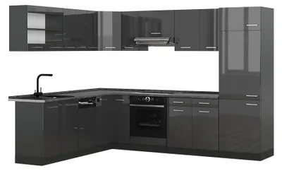 Immagine prodotto di Cucina angolare completa Vicco R-Line Antracite lucido/Antracite 287 x 227 cm, PL Antracite, Model 54188