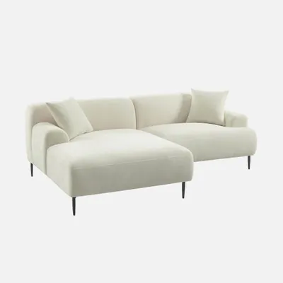 Produktbild von sweeek - 3-Sitzer Ecksofa mit Stoffbezug und Metallfüßen - Creme