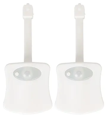 Image de Lot de 2 veilleuses pour salle de bains, 16 couleurs, lumières LED à changement de couleur, activées par le mouvement, fonctionnant sur piles