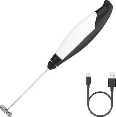 Produktbild von Elektrische Milch Frother Stick, USB wiederaufladbare Handheld -Mixer, 3 Geschwindigkeiten, Latte, Mokka, Backen, Kuchen