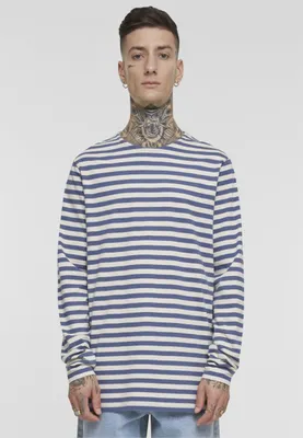 Obrázek produktu pro Urban Classics Regular Stripe LS whitesand/vintageblue - S
