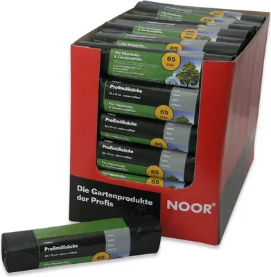 Produktbild von Noor Müllsäcke Müllbeutel Abfallsäcke Profi Qualität, Größe 65l 10 Stück (62 x 75 cm); 06062055PSGU