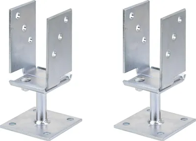 Immagine prodotto di Supporti per pali a U Alberts, larghezza 71 - 131 mm, altezza 110 mm, zincati elettroliticamente, con passivazione a strato spesso, da avvitare