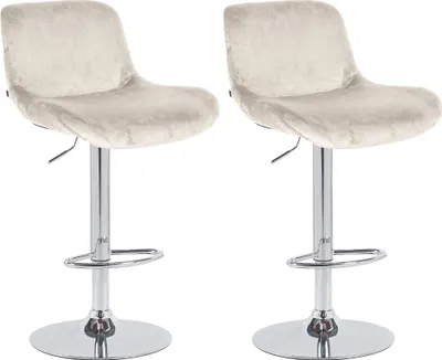 Produktbild von CLP 2er Set Barhocker Solon Chrom höhenverstellbar und drehbar mit Rückenlehne creme Material Samt