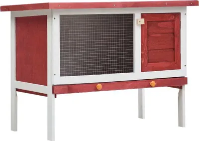 Image de Clapier d'extérieur 1 niveau Rouge Bois