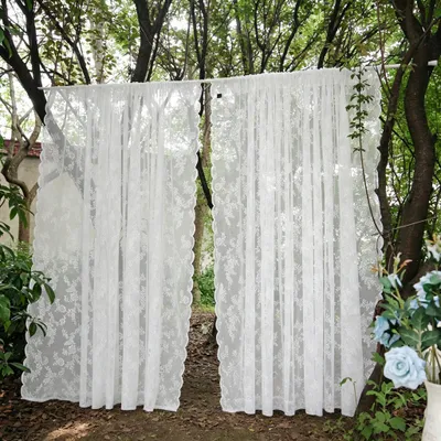 Zdjęcie produktu dla Zasłona z woalu koronkowego kwiaty haftowane zasłony do salonu sypialnia ogród dekoracja ślubna, WxH: 150x130cm, zestaw 2