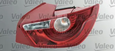 A red car tail light is shown against a light gray background.