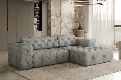 Zdjęcie produktu dla Sofa w kształcie L LUX narożnik, tkanina Whisper, Srebrny Prawostronny