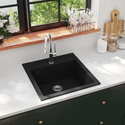 Produktbild von Ankonbej Granitspüle Einzelbecken Schwarz
