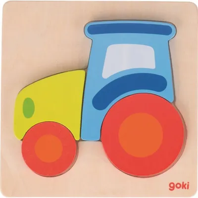 Zdjęcie produktu dla Drewniane puzzle GOKI wóz strażacki 4 elementy