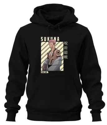 Obrázek produktu pro Sukuna Jujutsu Kaisen Ryomen Sukuna Anime Manga Otaku Gift Uni mikina s kapucí, černá, XXL