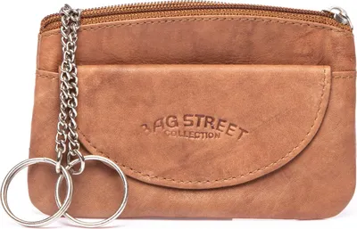 Produktbild von Bag Street Schlüsselmäppchen Echtleder Reißverschluss 2 Fächer Hellbraun