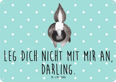 Produktbild von Mr. & Mrs. Panda tafel Stinktier Angriff DIN A5 - Türkis Pastell - Geschenk, Wandbild, Skunk, Drohung, Schild, Türschild, Blechschild, Wildtier, Retro, Raubtier, wütend