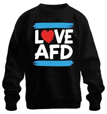 Produktbild von Love AfD Rotes Herz Politik Deutschland Statement Sarkasmus Sweatshirt Pullover, Schwarz, L