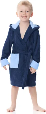 Image de Ladeheid Peignoir de bain enfant en éponge 100% coton LA40-103 (bleu marine/bleu (D12/M9), 98-104)