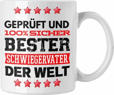 Produktbild von Trendation - Schwiegervater Tasse Geschenk Geburtstag Spruch Bester Schwiegerpapa Der Welt Vatertag Lustige Geschenkidee (Weiß)