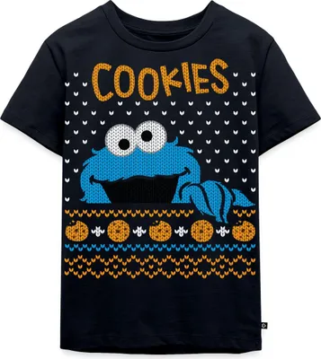 Produktbild von Spreadshirt Sesamstraße Krümelmonster Ugly Xmas Kinder Premium T-Shirt, 110/116 (4 Jahre), Navy