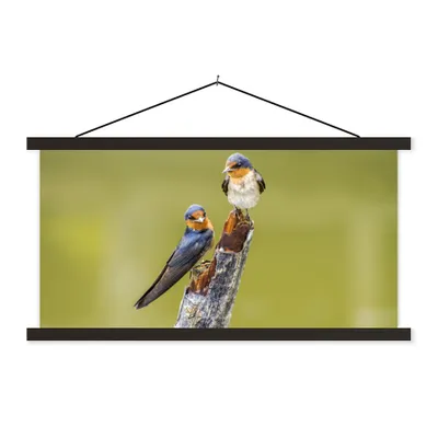 Produktbild von MuchoWow® Textilposter Vögel - Zweig - Porträt 120x60 cm mit schwarzem Rahmen - Dekoration Schlafzimmer