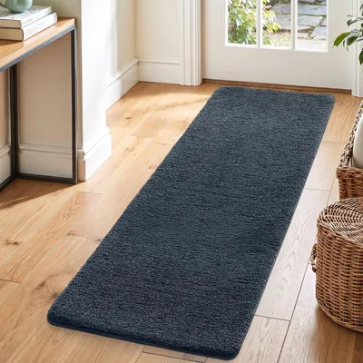 Zdjęcie produktu dla Dywanik podłogowy do przedpokoju, 60 x 180 cm, antypoślizgowy, niebiesko-czarny