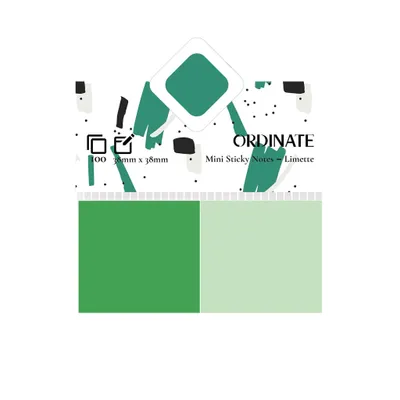 Produktbild von Ordinate-Limette | Sticky Notes | Haftnotizen (38 x 38mm) | Klebezettel | Leicht zu Beschreiben | Haftnotizzettel | Schreibbar