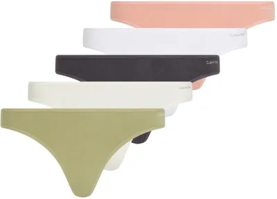 Produktbild von Calvin Klein Damen 5er Pack Strings Thong Unterwäsche, Mehrfarbig (A Gry/Wht/L P