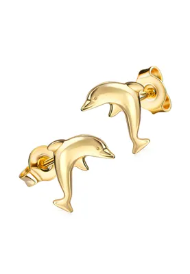 Produktbild von Ohrstecker mit Delfin 585 Gelbgold Gold-Ohrschmuck Ohrringe für Kinder und Damen