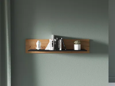 Produktbild von Wandregal – Hängeregal – Schweberegal – Wandboard – URSO 12 – Artisan Eiche / Schwarz – 110 cm – Moderner Wand-Regalboden mit Holzoptik