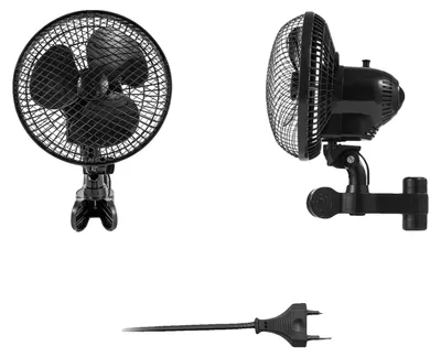 Image de Ventilateur à clip pour tente, vitesses réglables, fonction oscillante, noir