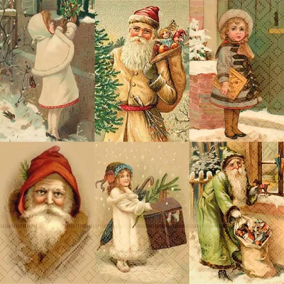 Productafbeelding van Papieren servetje, beige, kerstcollage