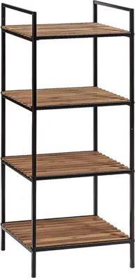Image de Étagère avec 4 étagères, bamboo/métal, noir