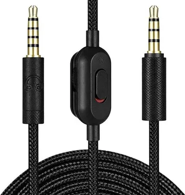 Productafbeelding van Headsetkabel vervanging 2 m voor gaming headsets, geweven audiokabel met volumeregelaar
