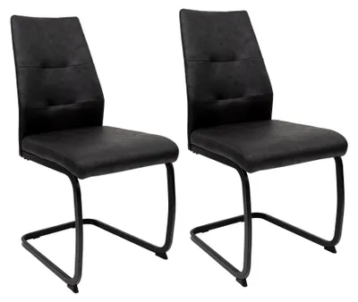 Produktbild von Moderne Esszimmerstühle in Lederoptik - gepolsterte Freischwinger mit robustem Metallgestell - pflegeleichte Schwingstühle mit atmungsaktiver Oberfläche,Farbe:Schwarz;Menge:2 St.