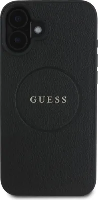 Produktbild von Guess GUHMP16SPGHSMMK iPhone 16 6.1" schwarz hardcase Grained Gold Ring MagSafe Schutzhülle