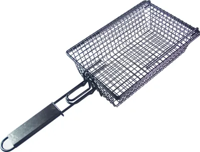 Produktbild von Grillen Antihaft-Grillkorb mit Deckel Metall-Grillkorb mit faltbarem abnehmbarem Holzgriff-Grill-Grillwerkzeug fuer Fischgemuesesteak Fleischgarnelen