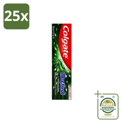 Productafbeelding van 25 x Colgate MaxFresh Whitening tandpasta met bamboehoutskool - 100 ml - Voorraadverpakking - 25 stuks