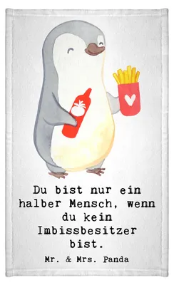 Produktbild von Mr. & Mrs. Panda Handtuch Imbissbesitzer Herz - Weiß - Geschenk, Gästehandtuch 30x50, Spruch, Witzig, Mini-Handtuch, Lustig, Imbissverkäufer, Klein, Pommesverkäufer