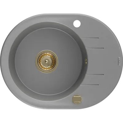 Obrázok produktu pre Mexen Kevin granitový jednokomorový drez s odkvapkávačom 586 x 458 mm, Šedá, Sifón Zlatá - 6517581005-71-G