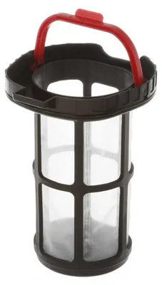 A close-up product shot of a vacuum cleaner filter.