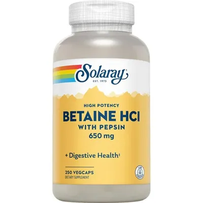 Produktbild von Betain Hcl 650 mg+Pepsin Solaray Kapseln 250 St
