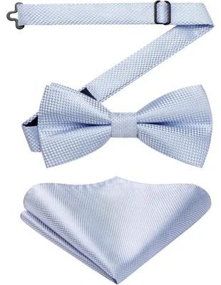Produktbild von Fliege mit Einstecktuch Set Herren Hellblau Vorgebunden Einstellbar Formell Hochzeit Party Einheitsgröße