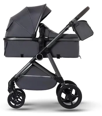 Imagen del producto de Cochecito para bebé, diseño 2 en 1, manillar ajustable, color gris
